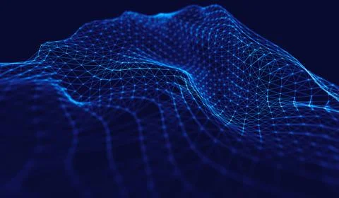 Abstract polygonal space low poly dark background with connecting dots and li Stock Illustration