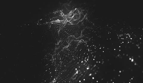 Abstract polygonal space low poly dark background with connecting dots and li Stock Illustration