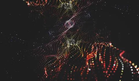 Abstract polygonal space low poly dark background with connecting dots and li Stock Illustration