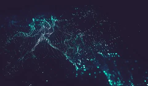 Abstract polygonal space low poly dark background with connecting dots and li Stock Illustration