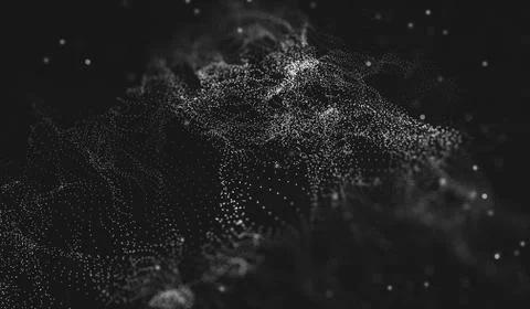 Abstract polygonal space low poly dark background with connecting dots and li Stock-Illustration