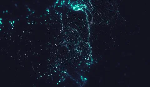 Abstract polygonal space low poly dark background with connecting dots and li Stock Illustration