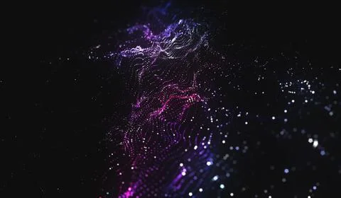 Abstract polygonal space low poly dark background with connecting dots and li Stock Illustration