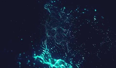 Abstract polygonal space low poly dark background with connecting dots and li Stock Illustration