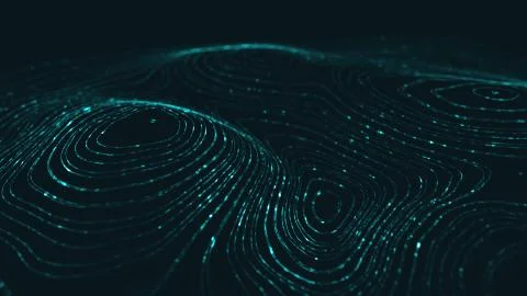 Abstract polygonal space low poly dark background with connecting dots and li Stock-Illustration
