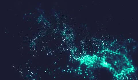 Abstract polygonal space low poly dark background with connecting dots and li Stock Illustration