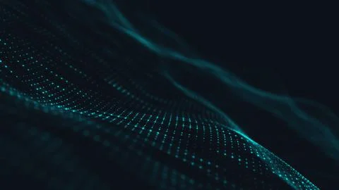 Abstract polygonal space low poly dark background with connecting dots and li Stock Illustration