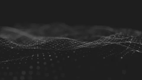 Abstract polygonal space low poly dark background with connecting dots and li Illustrazione stock