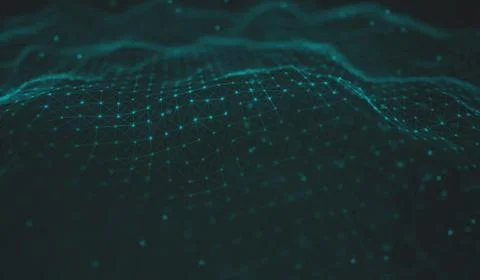 Abstract polygonal space low poly dark background with connecting dots and li Stock Illustration