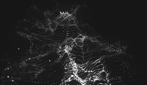 Abstract polygonal space low poly dark background with connecting dots and li Stock Illustration