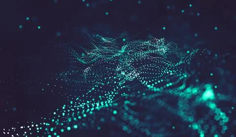 Abstract polygonal space low poly dark background with connecting dots and li Stock Illustration