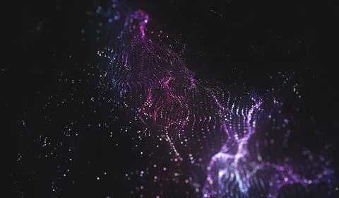 Abstract polygonal space low poly dark background with connecting dots and li Stock Illustration