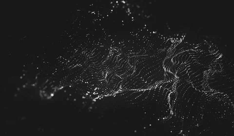 Abstract polygonal space low poly dark background with connecting dots and li Stock Illustration