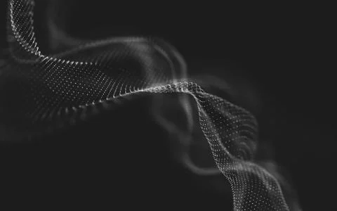 Abstract polygonal space low poly dark background with connecting dots and li Stock Illustration