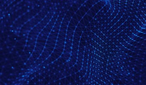 Abstract polygonal space low poly dark background with connecting dots and li Stock Illustration