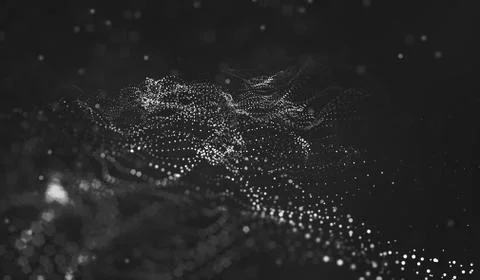 Abstract polygonal space low poly dark background with connecting dots and li Stock Illustration