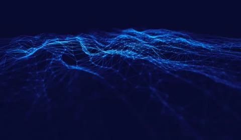 Abstract polygonal space low poly dark background with connecting dots and li Illustrazione stock