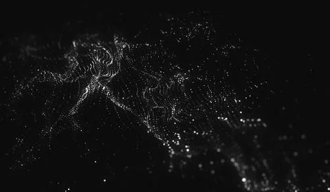 Abstract polygonal space low poly dark background with connecting dots and li Stock Illustration