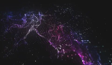 Abstract polygonal space low poly dark background with connecting dots and li Stock Illustration