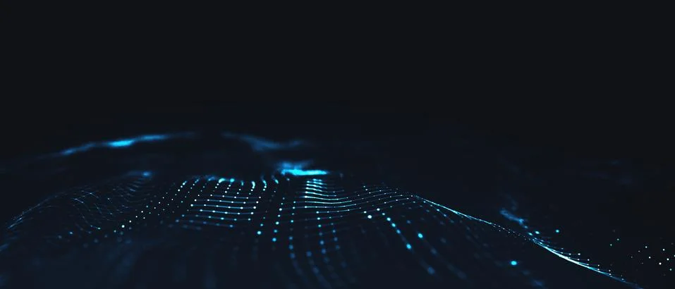 Abstract polygonal space low poly dark background with connecting dots and li Stock Illustration