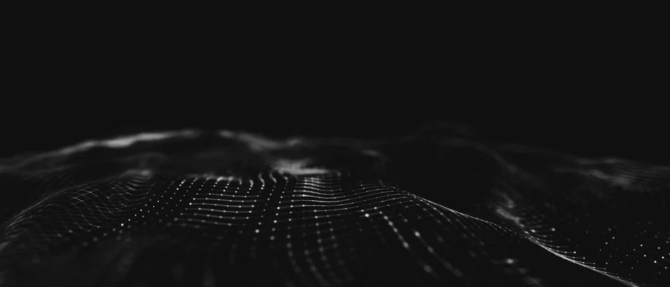 Abstract polygonal space low poly dark background with connecting dots and li Stock Illustration