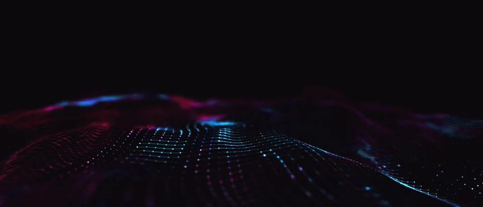 Abstract polygonal space low poly dark background with connecting dots and li Stock Illustration
