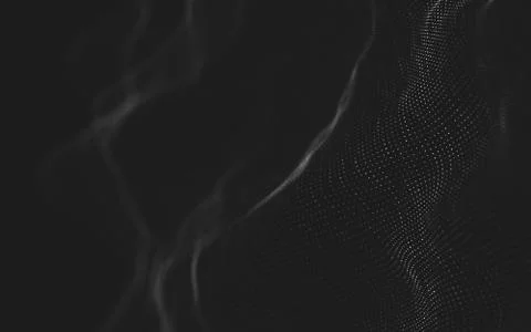 Abstract polygonal space low poly dark background with connecting dots and li Stock Illustration