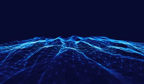 Abstract polygonal space low poly dark background with connecting dots and li Stock Illustration