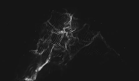 Abstract polygonal space low poly dark background with connecting dots and li Stock Illustration