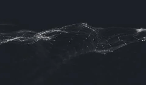 Abstract polygonal space low poly dark background with connecting dots and li Stock Illustration