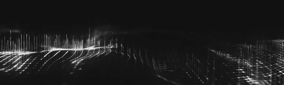 Abstract polygonal space low poly dark background with connecting dots and li Stock Illustration