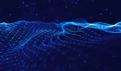 Abstract polygonal space low poly dark background with connecting dots and li Stock-Illustration