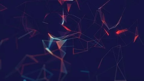 Abstract polygonal space low poly dark background with connecting dots and li Stock-Illustration