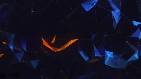 Abstract polygonal space low poly dark background with connecting dots and li Illustrazione stock
