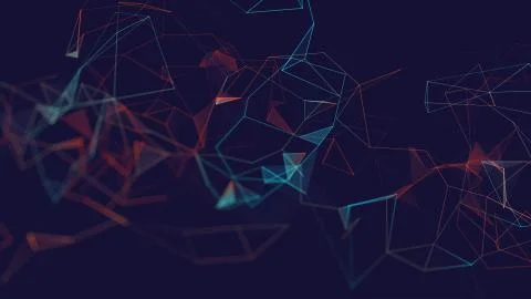 Abstract polygonal space low poly dark background with connecting dots and li Stock Illustration