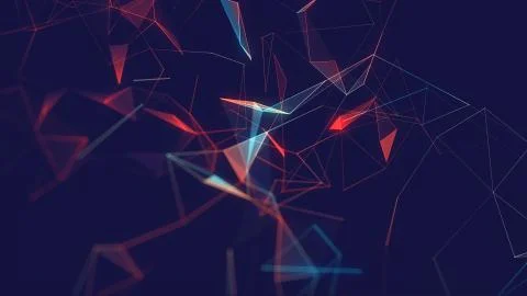 Abstract polygonal space low poly dark background with connecting dots Stock Illustration