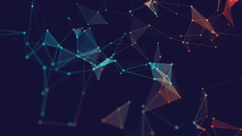 Abstract polygonal space low poly dark background with connecting dots Stock Illustration