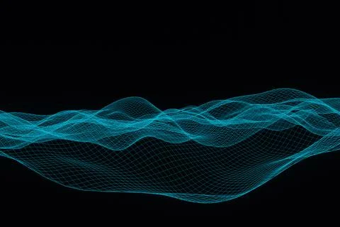 Abstract polygonal space low poly dark background with glowing line . 3d render Illustrazione stock