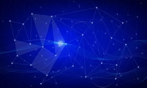 Abstract polygonal space low poly dark background with connecting dots and li Illustration