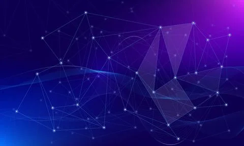 Abstract polygonal space low poly dark background with connecting dots and li イラスト素材