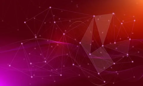 Abstract polygonal space low poly dark background with connecting dots and li イラスト素材