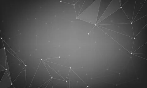Abstract polygonal space low poly dark background with connecting dots and li Ilustración de archivo