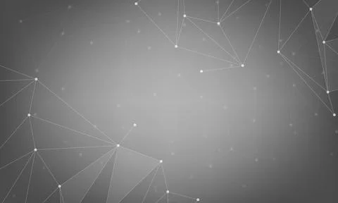 Abstract polygonal space low poly dark background with connecting dots and li Stock Illustration