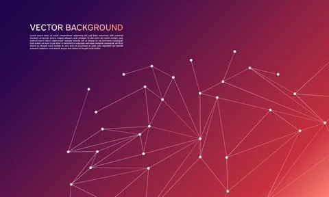 Abstract polygonal space low poly dark background with connecting dots and li Illustrazione stock
