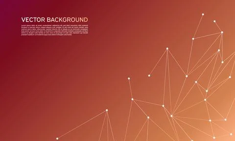 Abstract polygonal space low poly dark background with connecting dots and li Stock Illustration