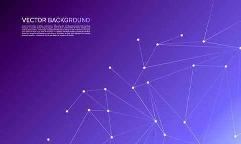 Abstract polygonal space low poly dark background with connecting dots and li Stock Illustration