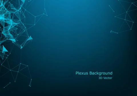 Abstract polygonal space low poly dark background with connecting dots and li Stock Illustration