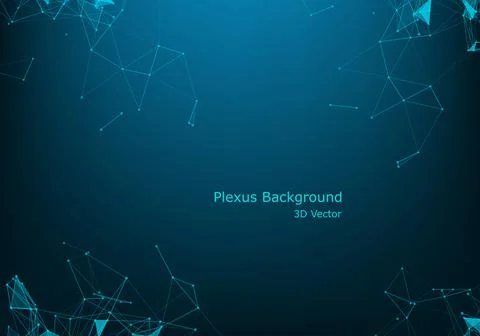 Abstract polygonal space low poly dark background with connecting dots and li Stock Illustration