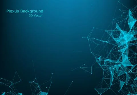 Abstract polygonal space low poly dark background with connecting dots and li Stock Illustration