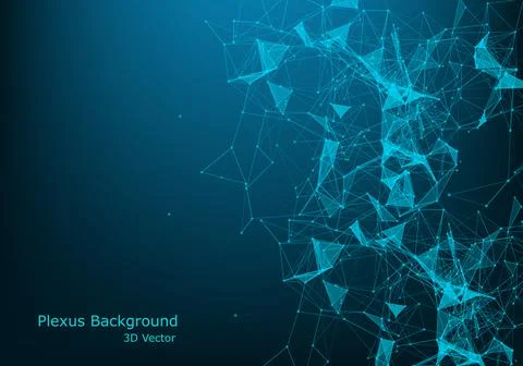 Abstract polygonal space low poly dark background with connecting dots and li Stock Illustration